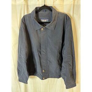 TIMEOUT Mens Jacket Full Zip Button Up Cotton Blend Blue Lightweight Casual Coat